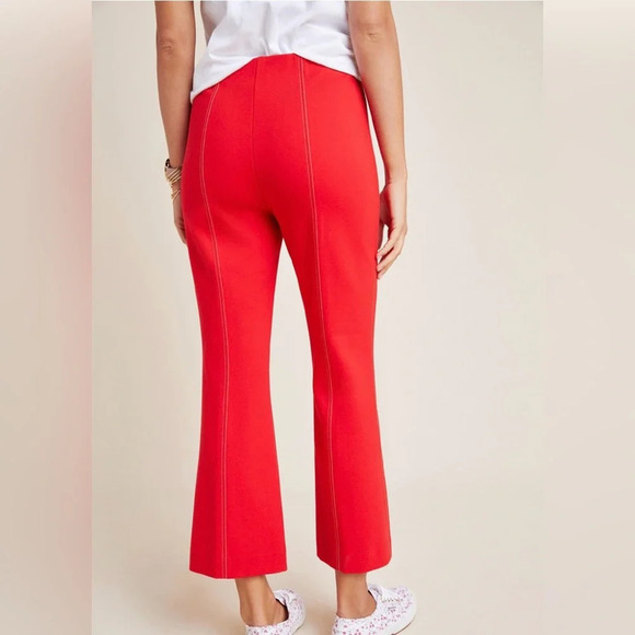 ANTHROPOLOGIE The Essential Cropped Flare‎ Trousers in Red - Picture 2 of 11